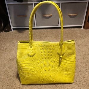 Brahmin Yellow Crocodile Embossed Tote Bag